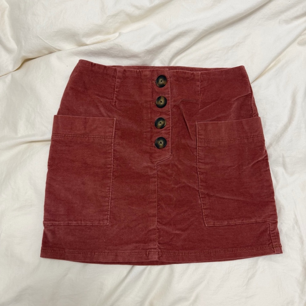 Urban Outfitters BDG Button-Front Mini Skirt - Rust Red